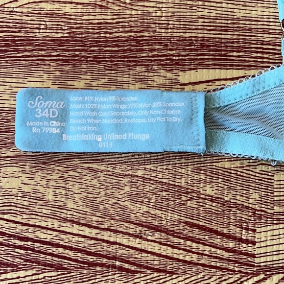 Soma Breathtaking Unlined Plunge Lace Underwire Bra SET - 34D NWOT - Picture 10 of 11